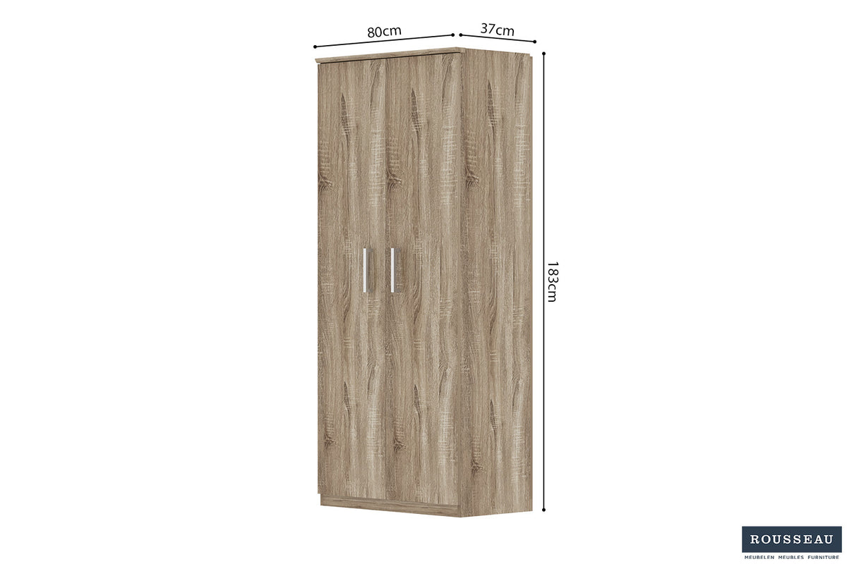 Schoenenkast Mike 2 deuren Sonoma – breedte 80 cm, diepte 37 cm en hoogte 183 cm – aanzicht 6
