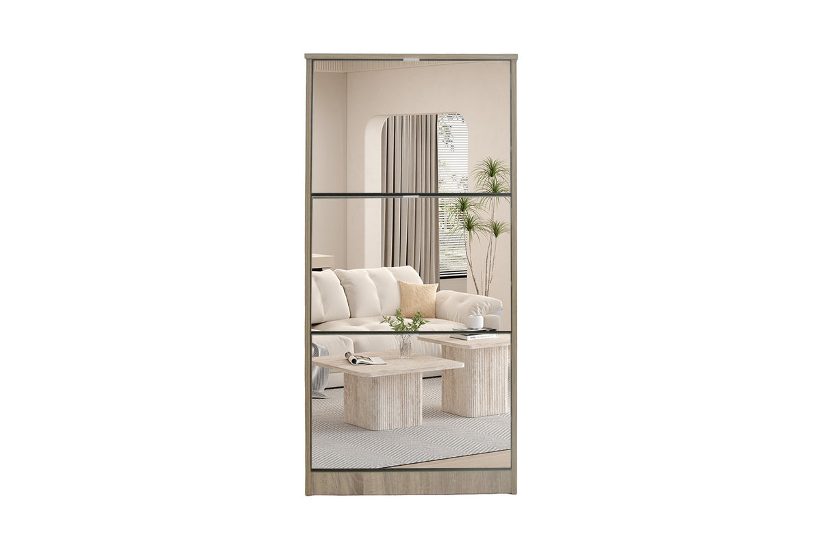 Schoenenkast Mex Spiegel 3 laden Decor Sonoma – breedte 60.5 cm, diepte 23.5 cm en hoogte 123 cm – aanzicht 3