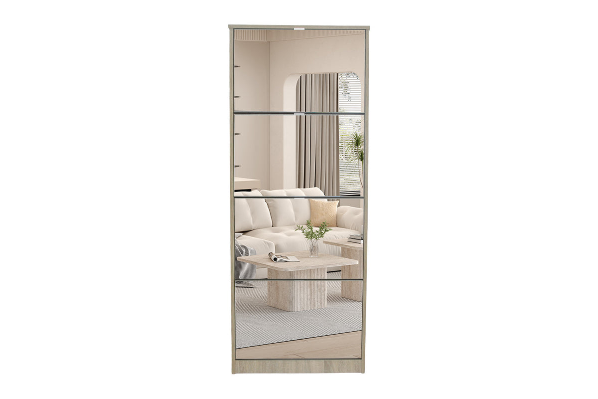 Schoenenkast Mex Spiegel 4 laden Decor Sonoma – breedte 60.5 cm, diepte 23.5 cm en hoogte 161 cm – aanzicht 3