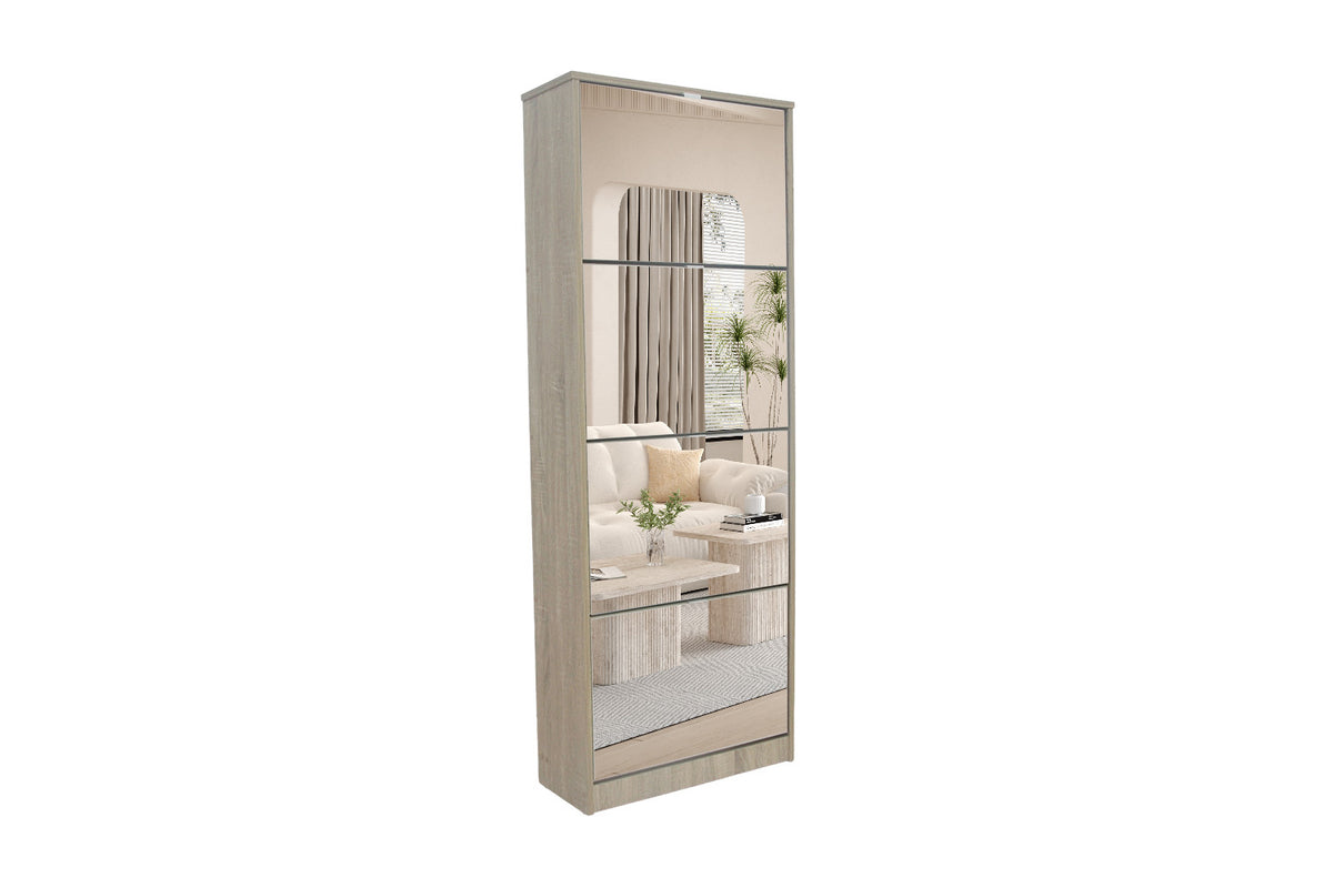 Schoenenkast Mex Spiegel 4 laden Decor Sonoma – breedte 60.5 cm, diepte 23.5 cm en hoogte 161 cm – aanzicht 4