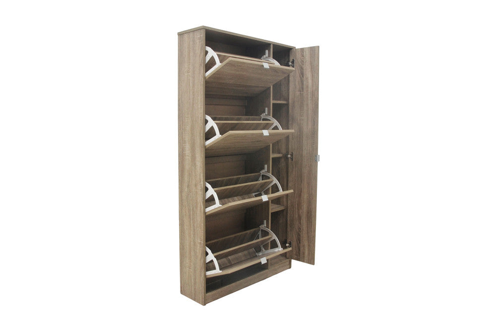 Schoenenkast Marcel 4 laden en 1 spiegeldeur Decor Sonoma – breedte 85 cm, diepte 24 cm en hoogte 159 cm – aanzicht 6