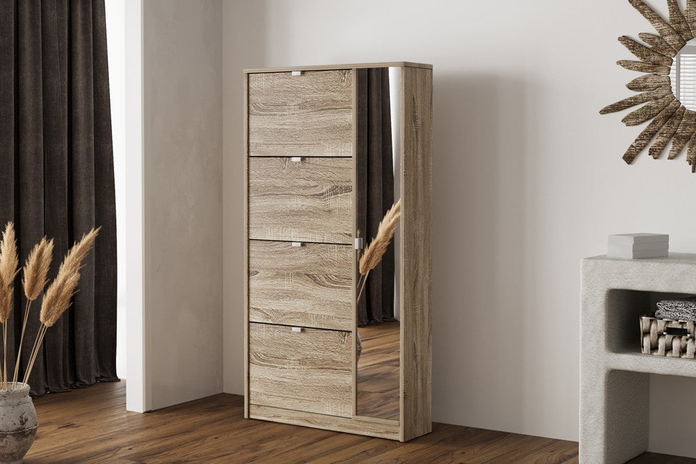 Schoenenkast 'Marcel' 4 laden en 1 spiegeldeur Decor Sonoma – Rousseau 5232-2