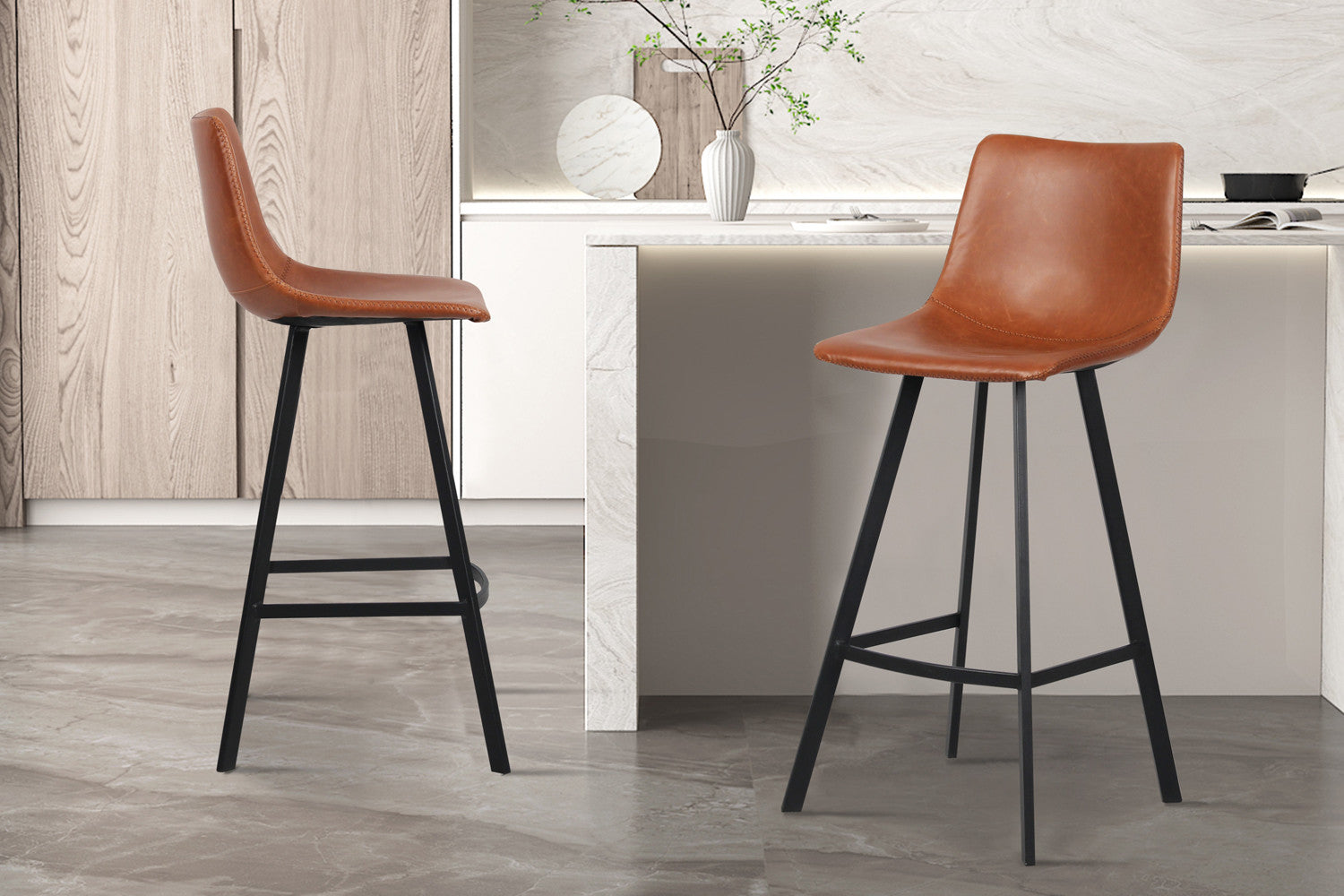Barstoel 'Ozan' PU Cognac – Rousseau 5518-4