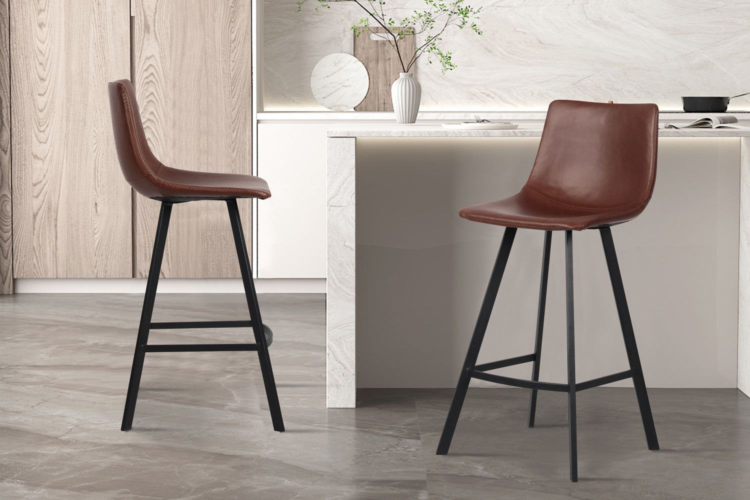 Counterstoel 'Ozan' PU Bruin – Rousseau 5520-1