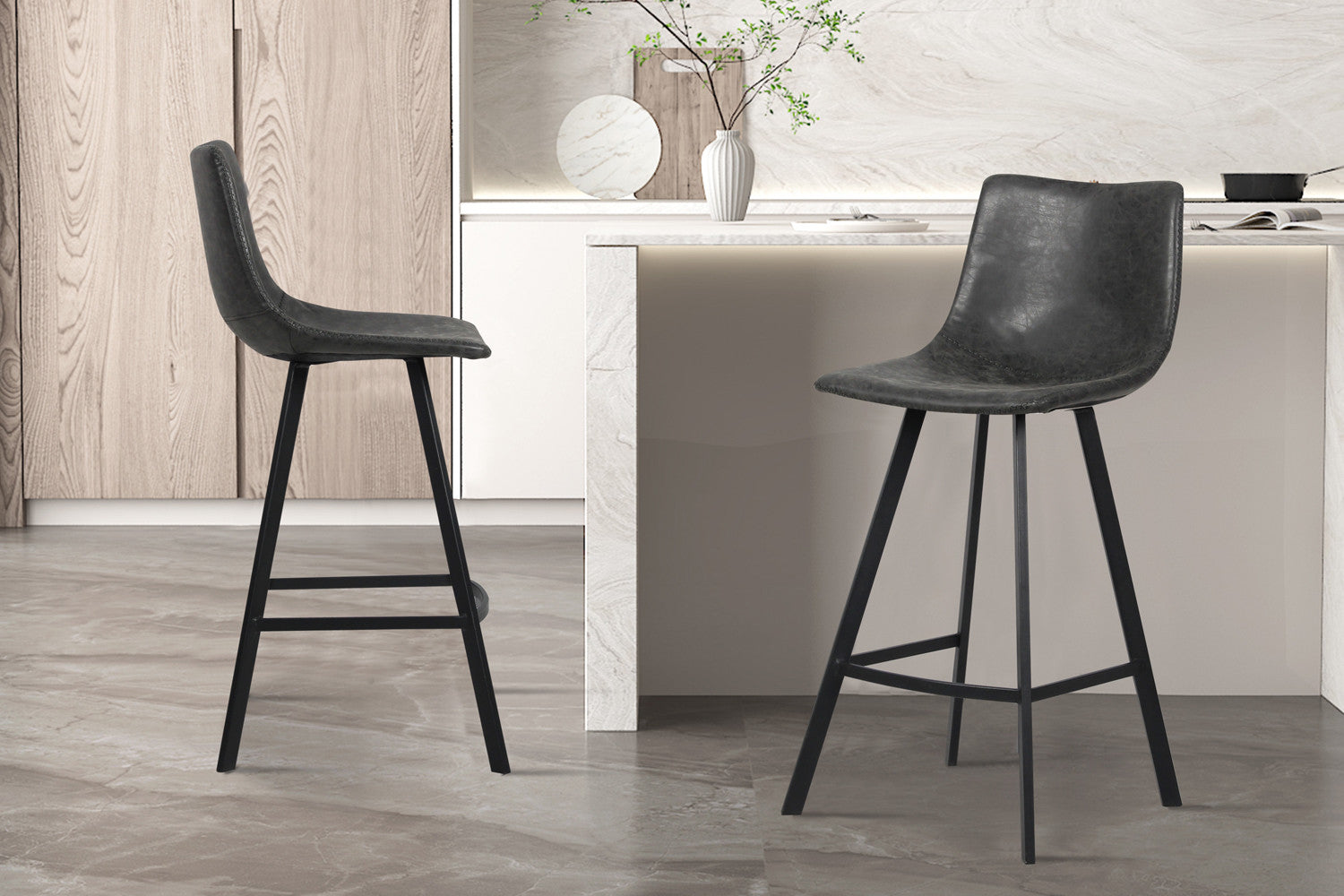 Counterstoel 'Ozan' PU Zwart – Rousseau 5520-2