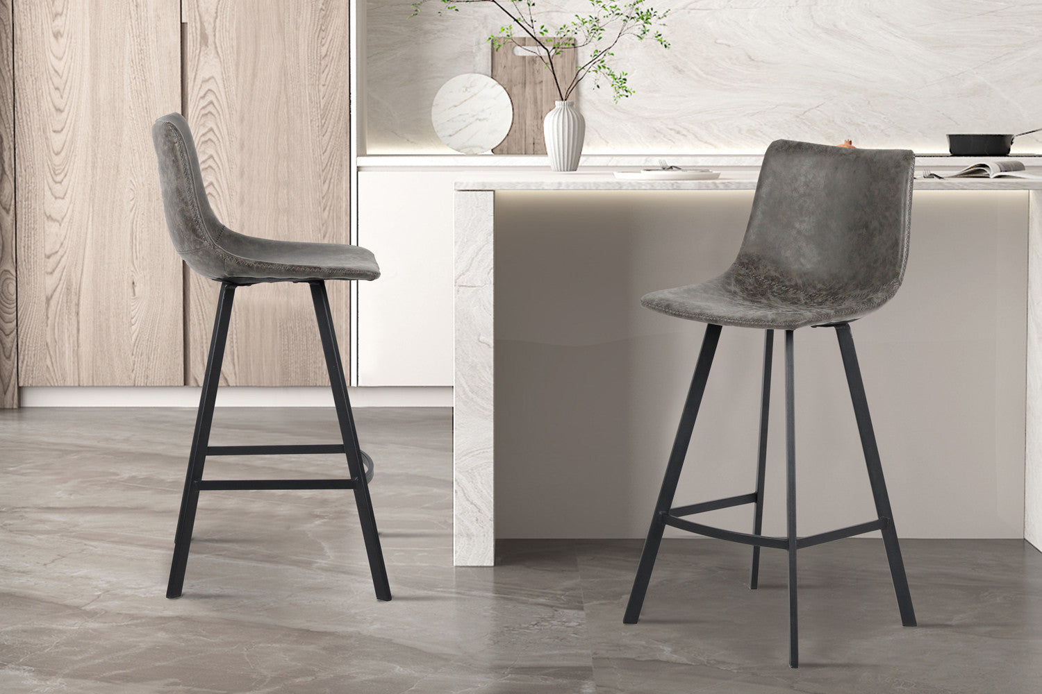 Counterstoel 'Ozan' PU Grijs – Rousseau 5520-3