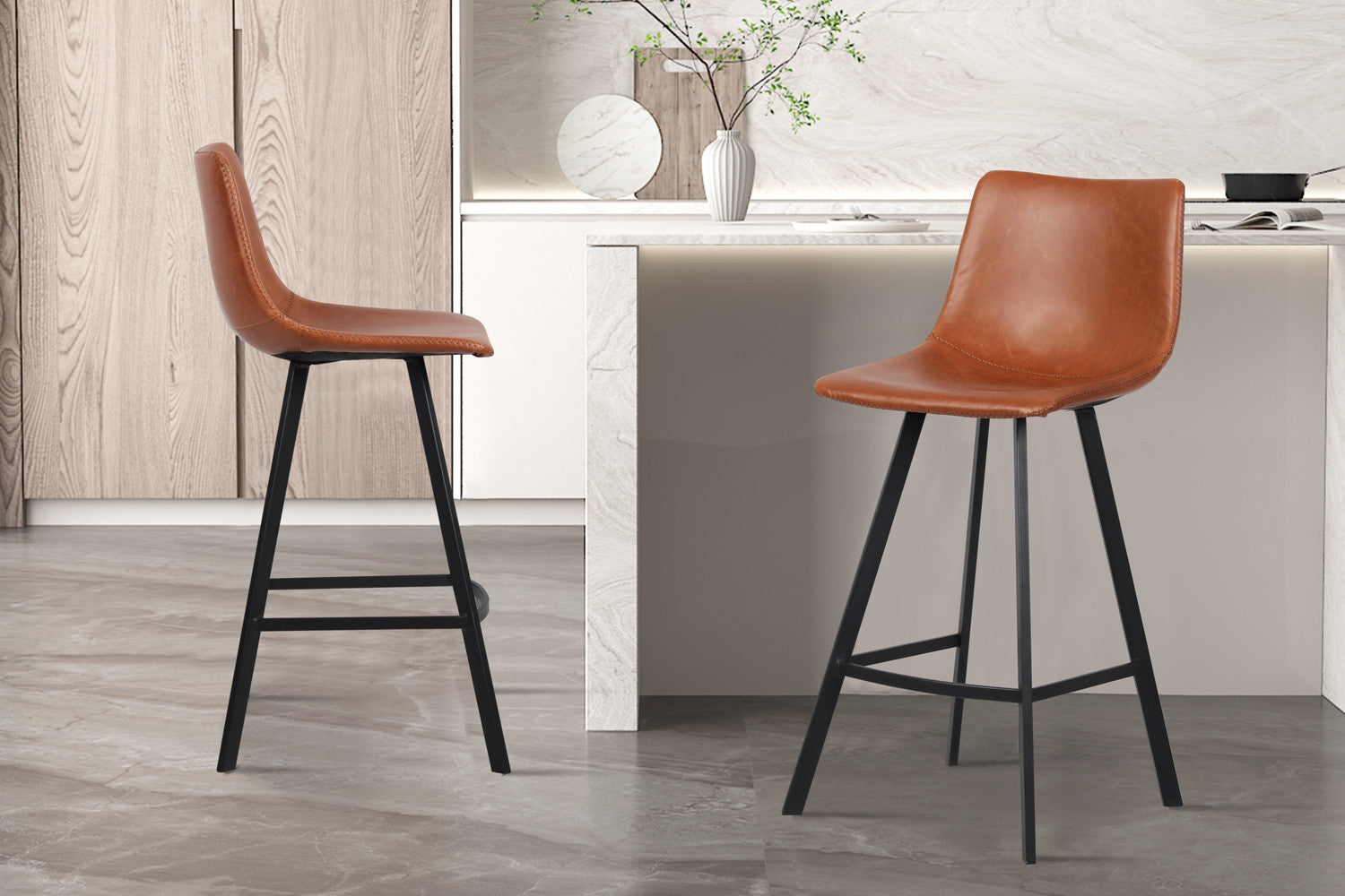 Counterstoel 'Ozan' PU Cognac – Rousseau 5520-4