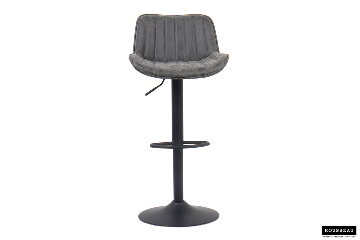 Barstoel Fenna PU Grijs – breedte 48 cm, diepte 49.5 cm en hoogte 84-105 cm – aanzicht 3
