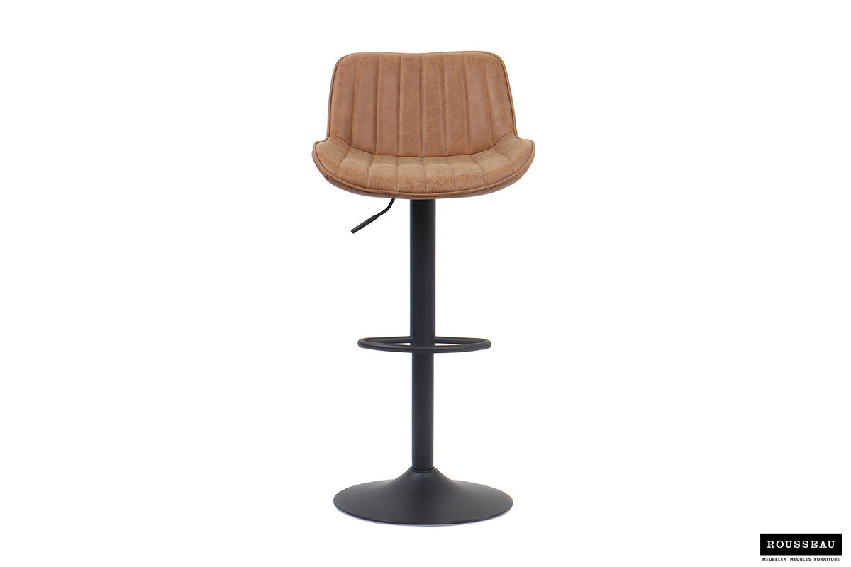 Barstoel Fenna PU Cognac – breedte 48 cm, diepte 49.5 cm en hoogte 84-105 cm – aanzicht 3