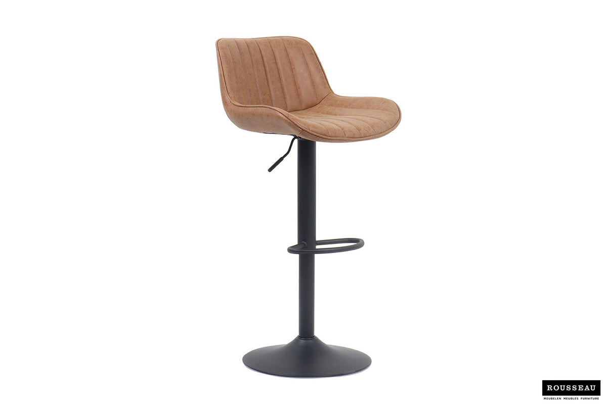 Barstoel Fenna PU Cognac – breedte 48 cm, diepte 49.5 cm en hoogte 84-105 cm – aanzicht 4