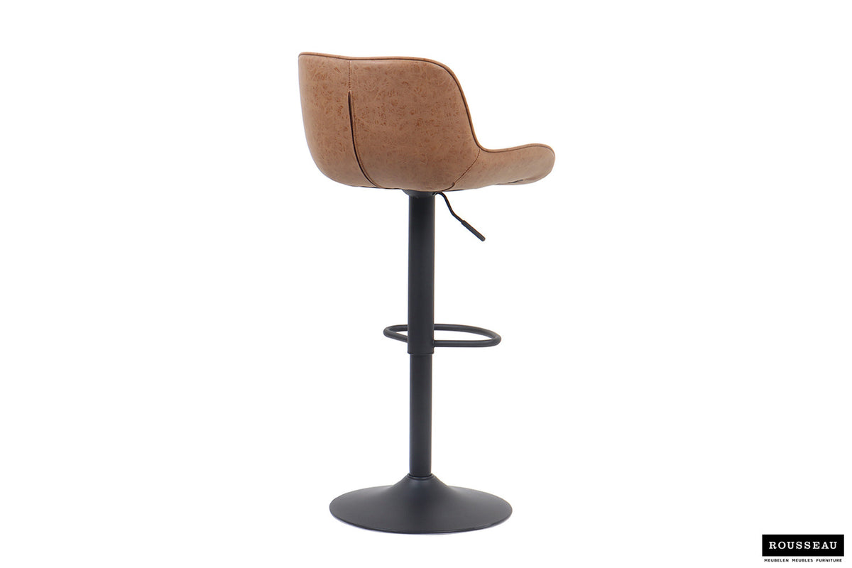 Barstoel Fenna PU Cognac – breedte 48 cm, diepte 49.5 cm en hoogte 84-105 cm – aanzicht 6