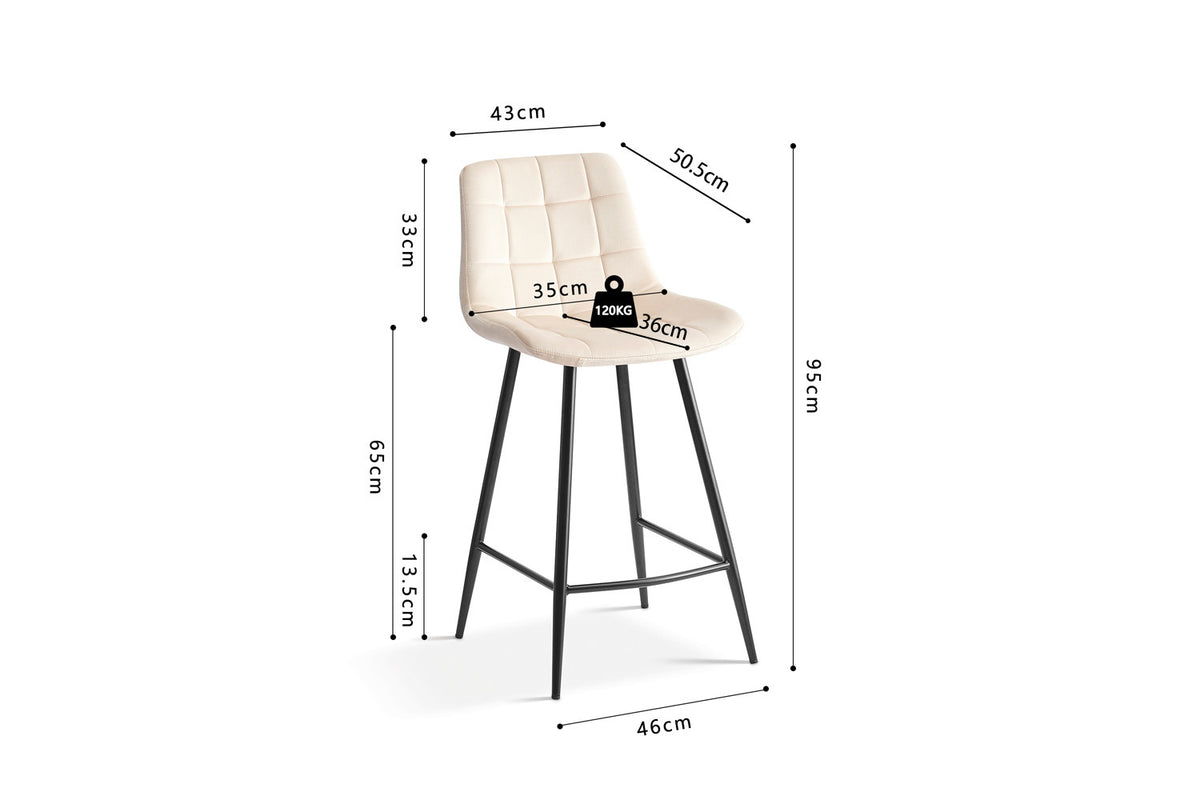 Counterstoel Juta Fluweel Beige – breedte 46 cm, diepte 36 cm en hoogte 95 cm – aanzicht 6