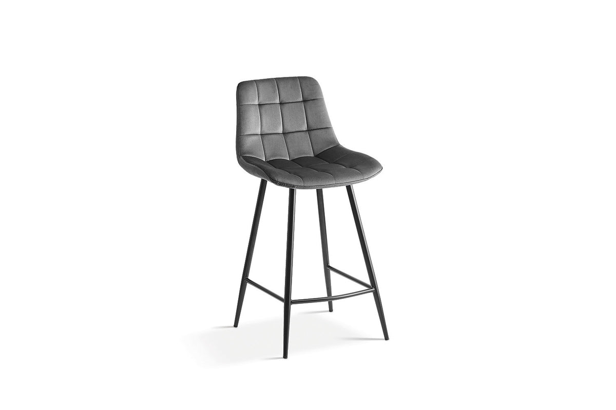Counterstoel Juta Fluweel Donkergrijs – breedte 46 cm, diepte 36 cm en hoogte 95 cm – aanzicht 3