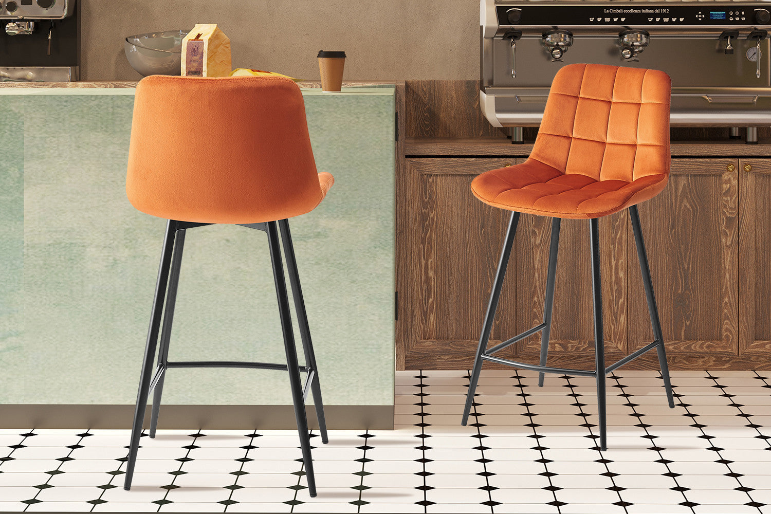 Counterstoel 'Juta' Fluweel Oranje – Rousseau 5540-5