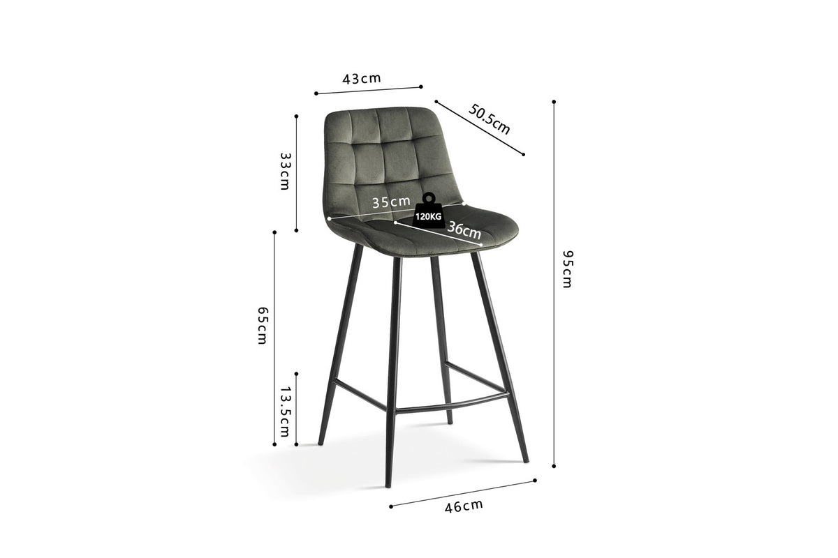 Counterstoel Juta Fluweel Groen – breedte 46 cm, diepte 36 cm en hoogte 95 cm – aanzicht 6
