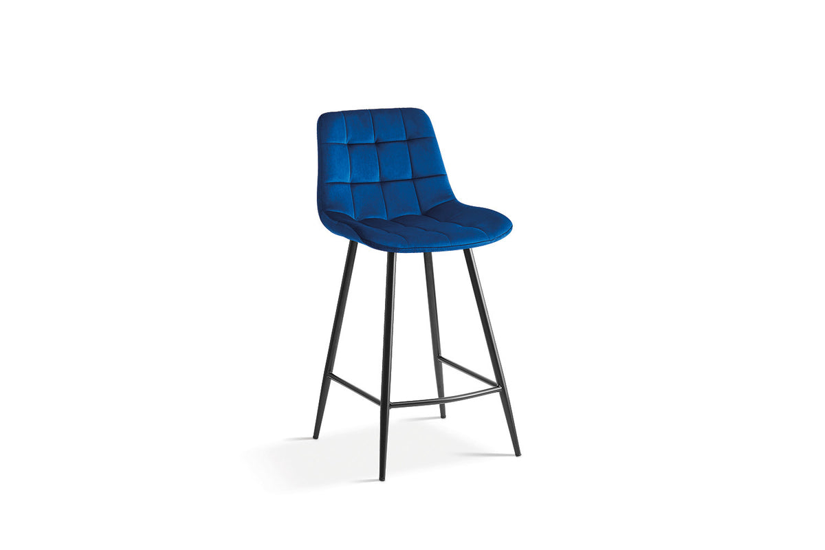 Counterstoel Juta Fluweel Blauw – breedte 46 cm, diepte 36 cm en hoogte 95 cm – aanzicht 3