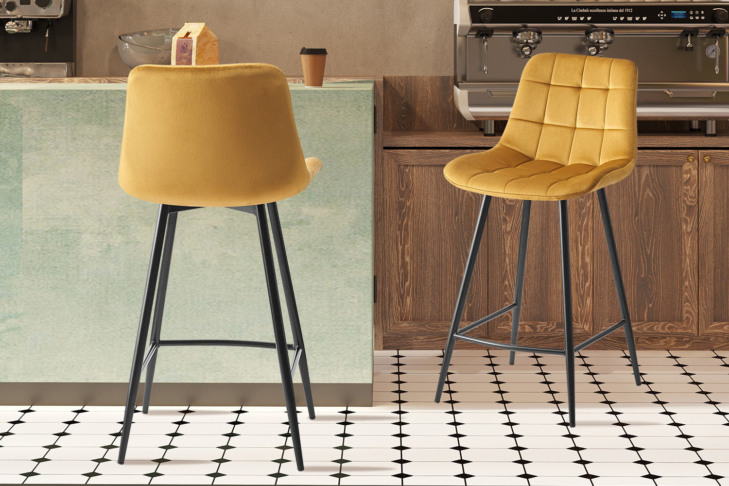 Counterstoel 'Juta' Fluweel Goud – Rousseau 5540-9