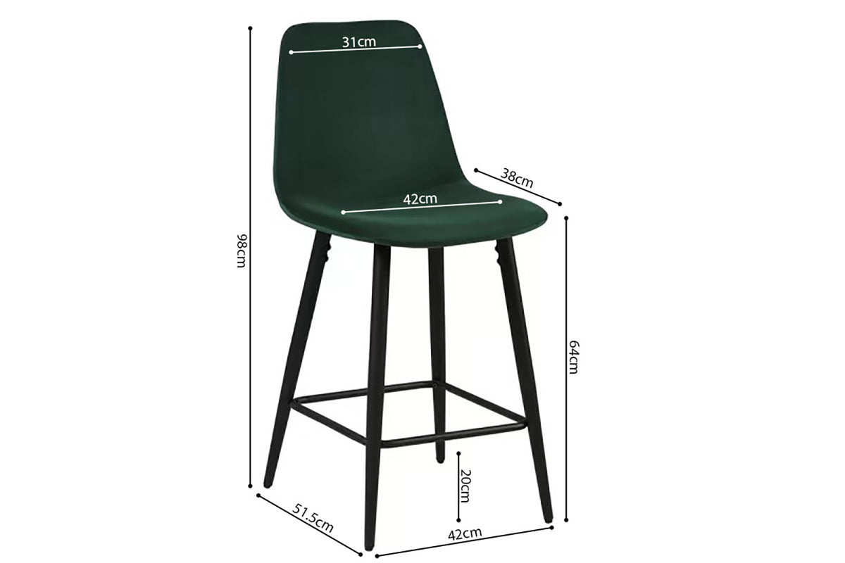 Counterstoel Boy Fluweel Groen – breedte 42 cm, diepte 51.5 cm en hoogte 98 cm – aanzicht 3