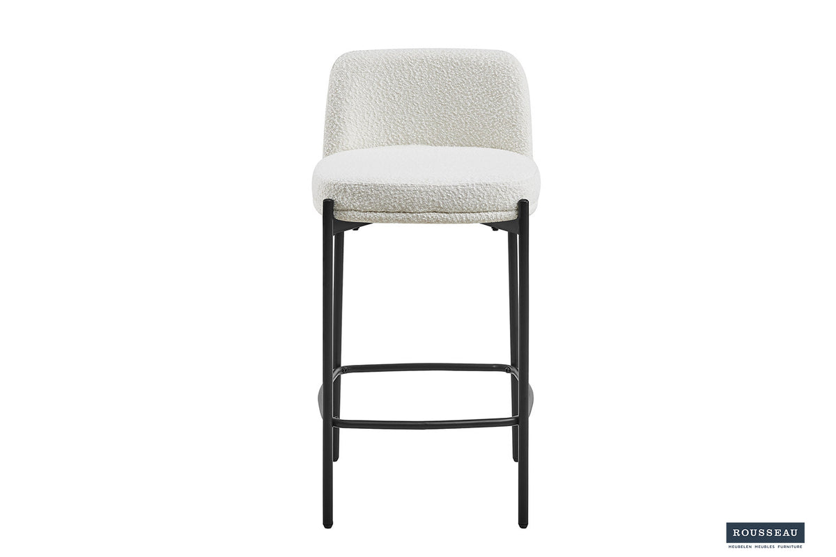Counterstoel Ella Stof Wit – breedte 37.5 cm, diepte 46 cm en hoogte 85 cm – aanzicht 3