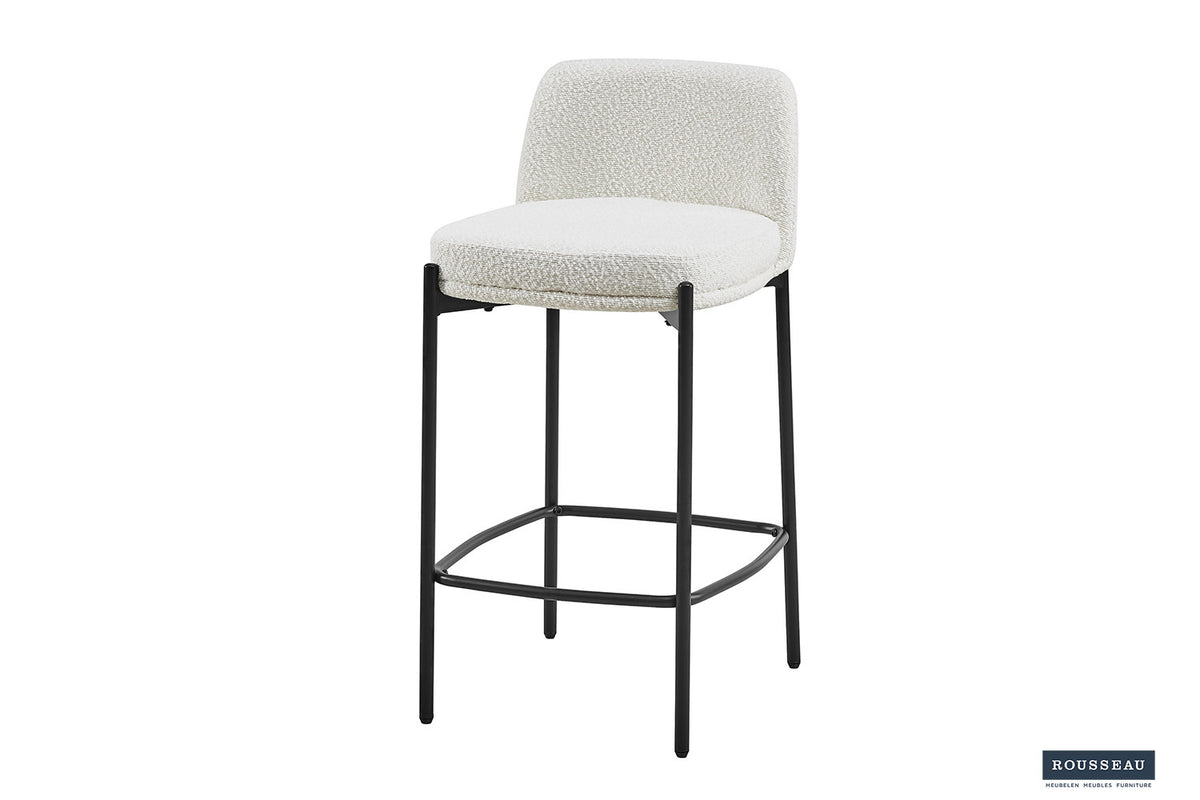 Counterstoel Ella Stof Wit – breedte 37.5 cm, diepte 46 cm en hoogte 85 cm – aanzicht 4