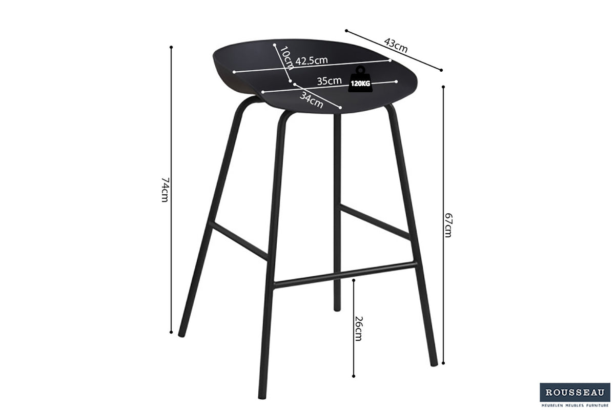 Counterstoel Anna PP Zwart – breedte 42.5 cm, diepte 46 cm en hoogte 75 cm – aanzicht 6