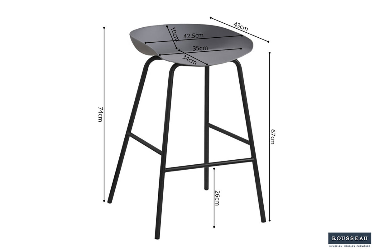 Counterstoel Anna PP Grijs – breedte 42.5 cm, diepte 46 cm en hoogte 75 cm – aanzicht 6