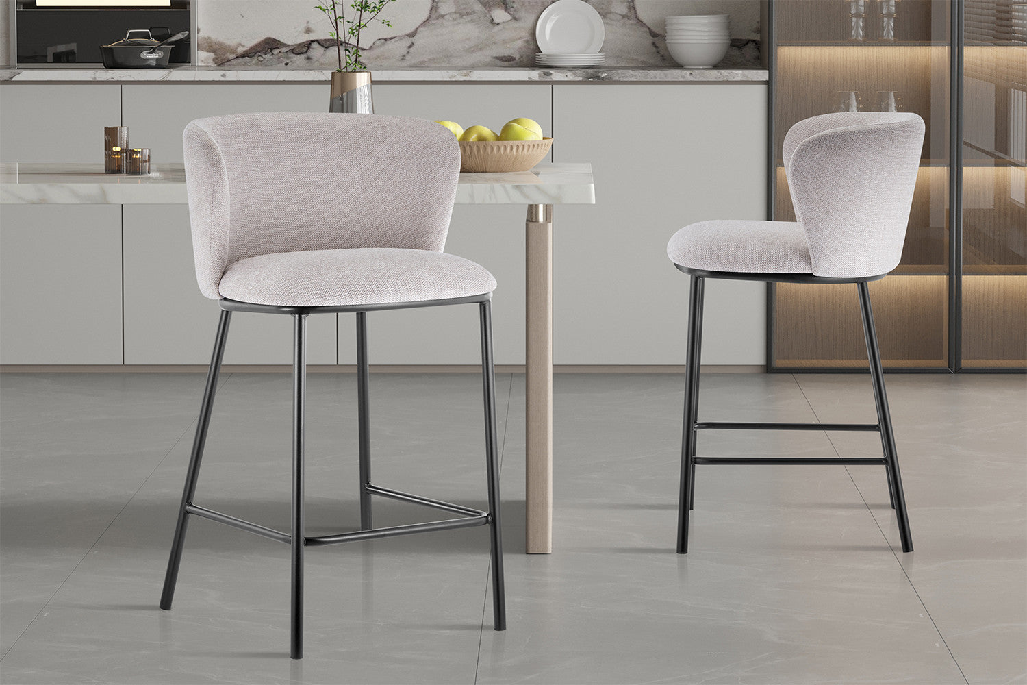 Counterstoel 'Arthur' Stof Ote Belfast 23 Beige – Rousseau 5565-4