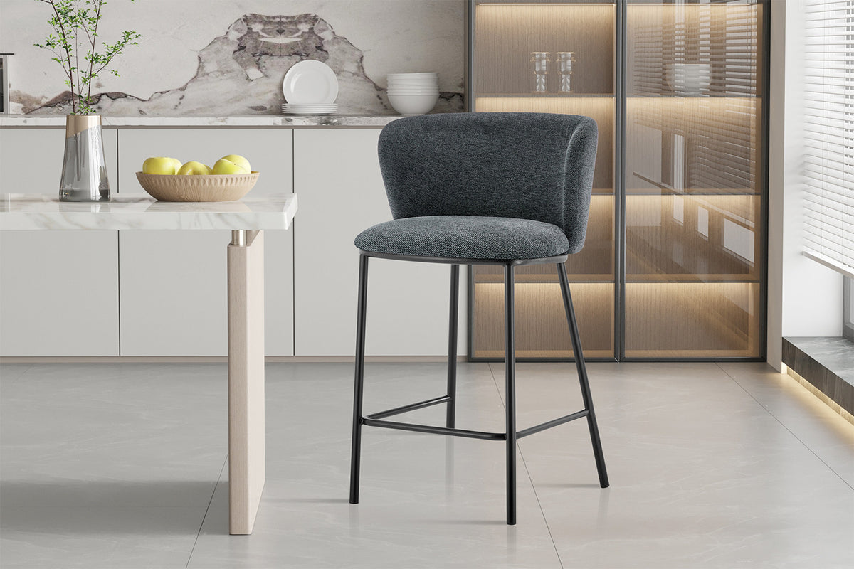 Counterstoel Arthur Stof Donkergrijs – breedte 53 cm, diepte 50.5 cm en hoogte 88.5 cm – aanzicht 2