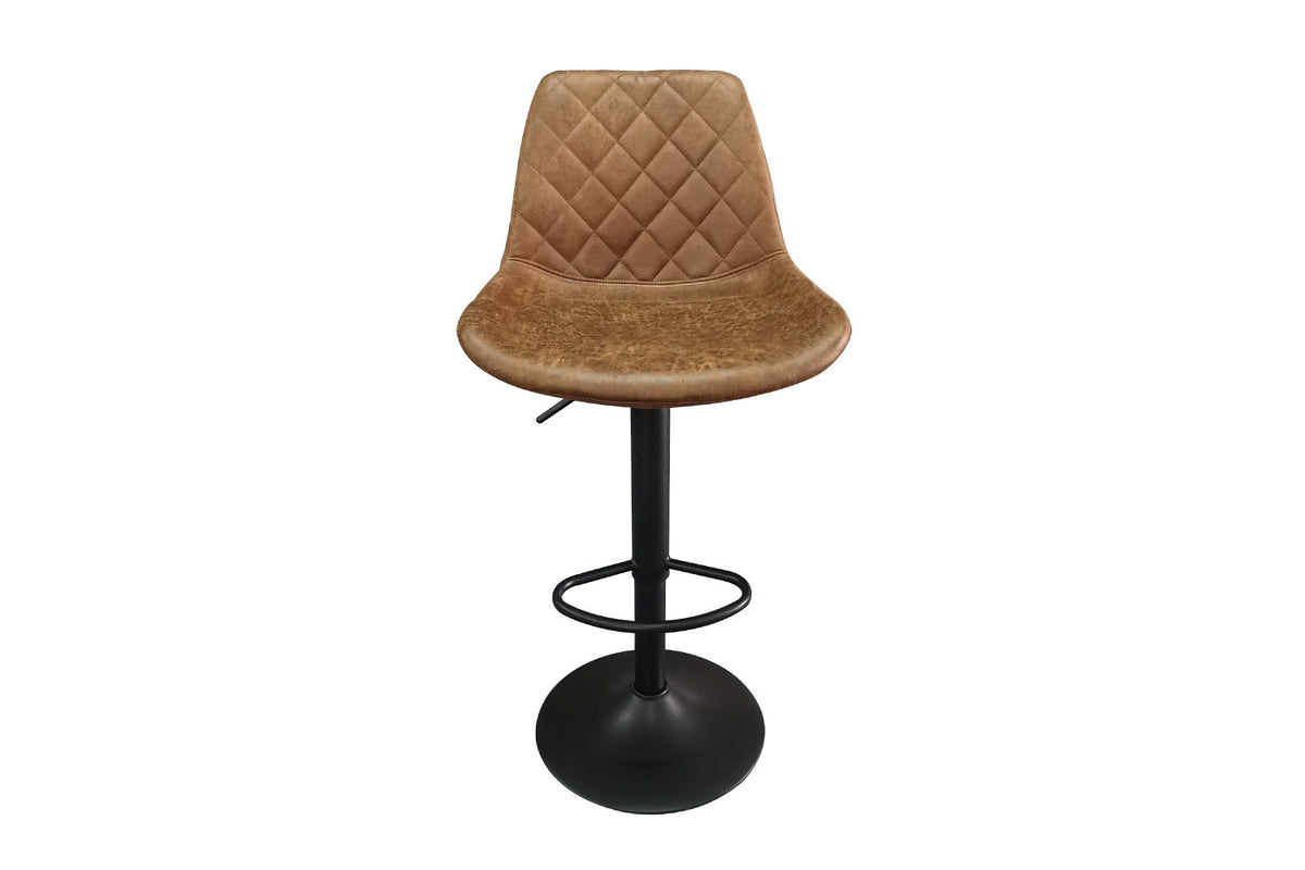 Barstoel Madrid PU Cognac – breedte 49 cm, diepte 54 cm en hoogte 89-110 cm – aanzicht 4