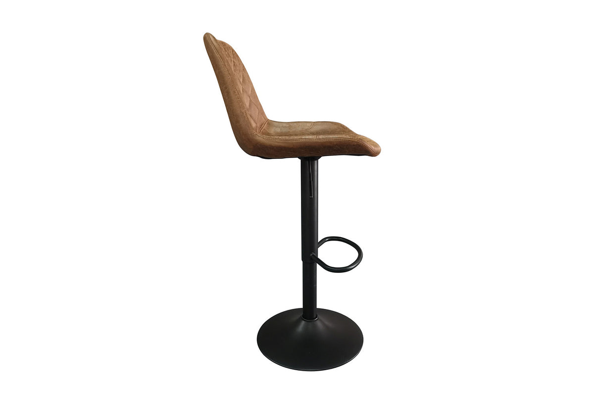 Barstoel Madrid PU Cognac – breedte 49 cm, diepte 54 cm en hoogte 89-110 cm – aanzicht 6