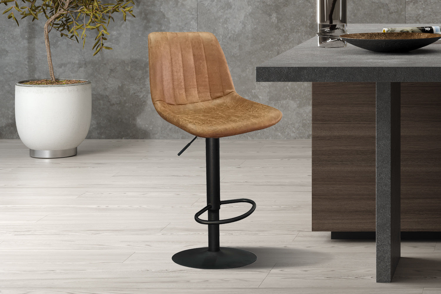 Barstoel 'Barcelona' PU Ote Topper 02 Cognac - afbeelding 2