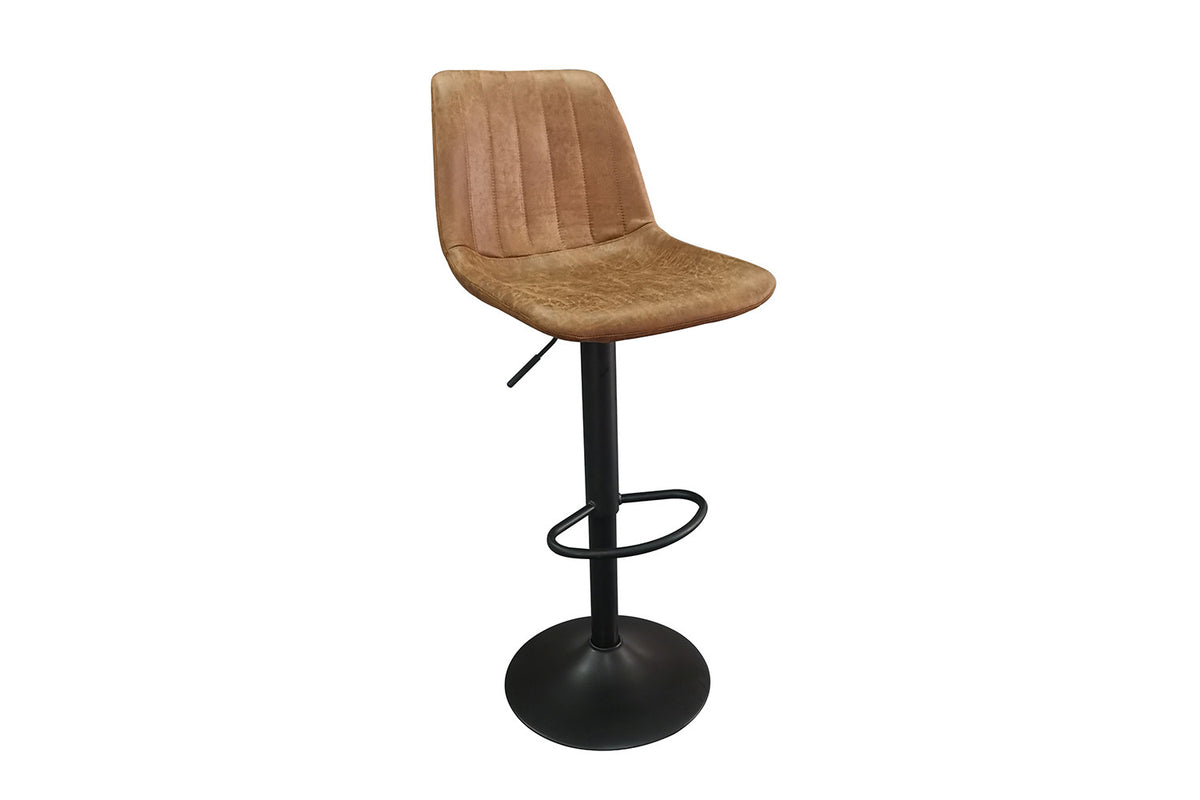 Barstoel Barcelona PU Cognac – breedte 43 cm, diepte 50 cm en hoogte 89-110 cm – aanzicht 3