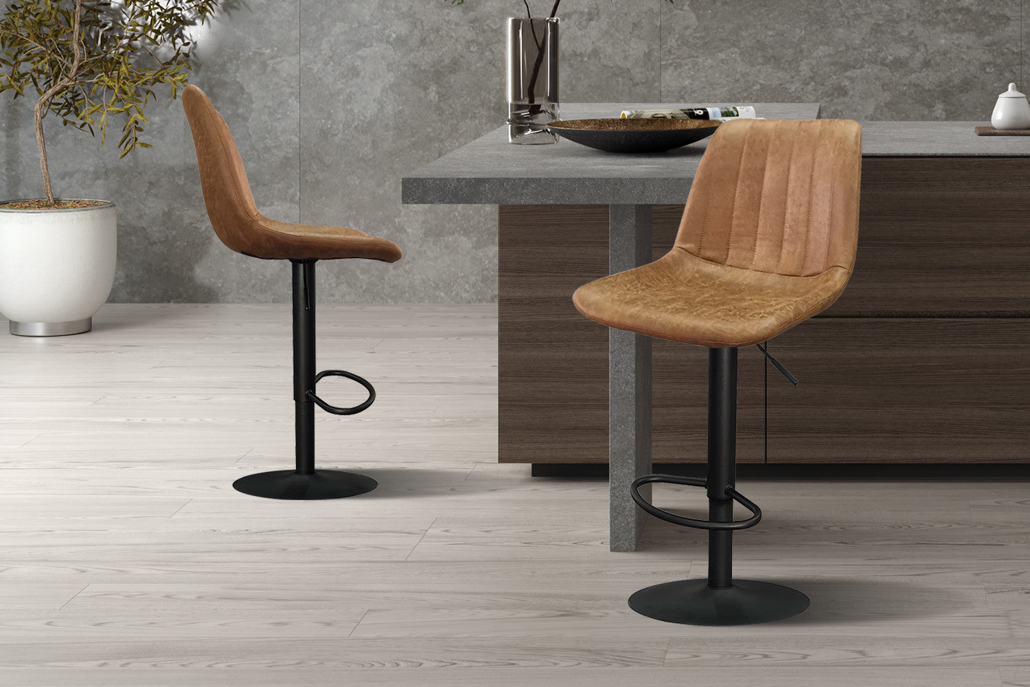 Barstoel 'Barcelona' PU Ote Topper 02 Cognac – Rousseau 5580-4