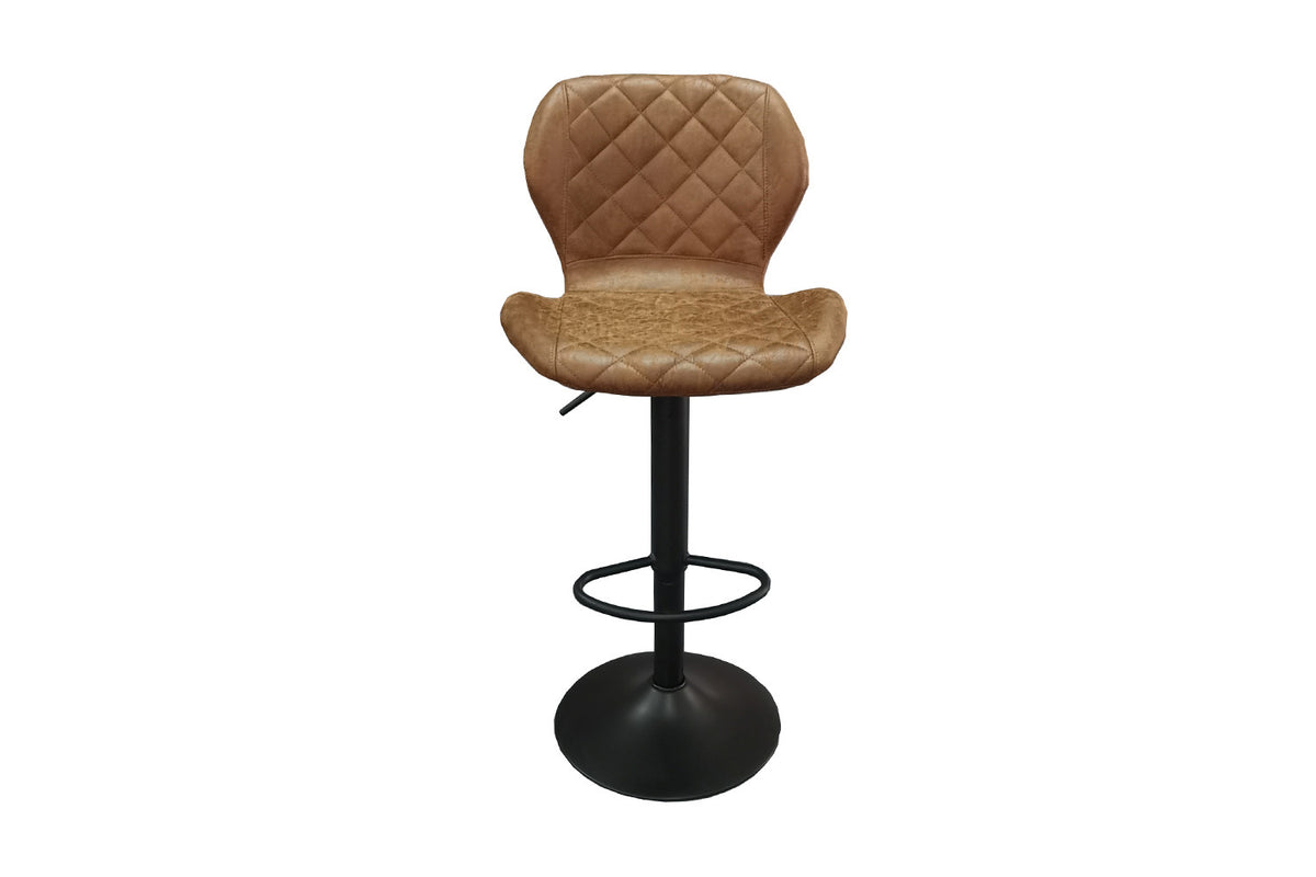 Barstoel Malaga PU Cognac – breedte 48 cm, diepte 52 cm en hoogte 90-111 cm – aanzicht 3