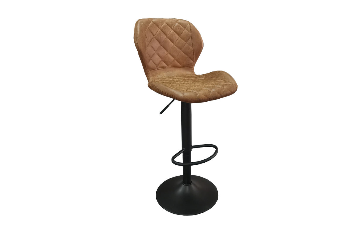 Barstoel Malaga PU Cognac – breedte 48 cm, diepte 52 cm en hoogte 90-111 cm – aanzicht 4