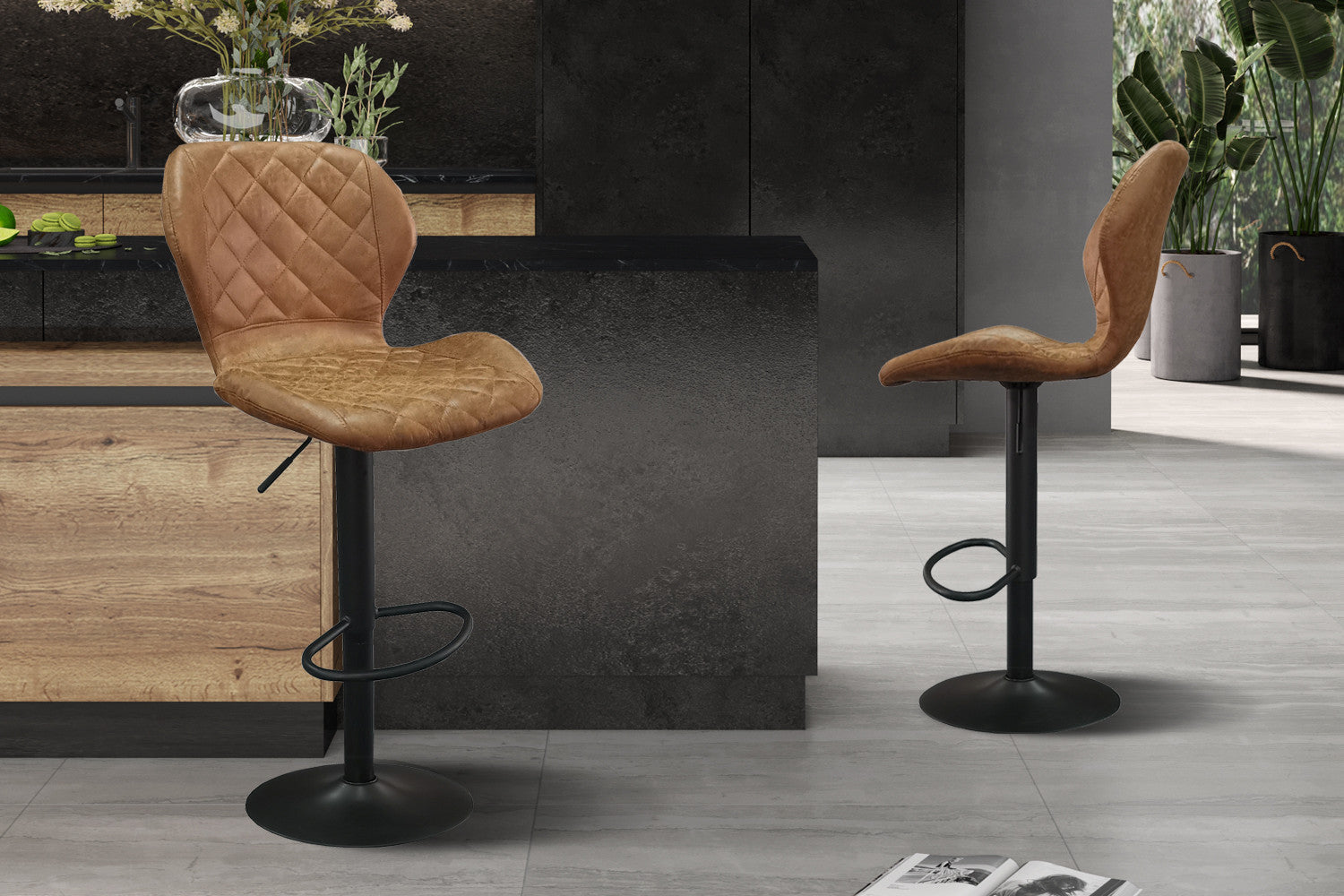 Barstoel 'Malaga' PU Ote Topper 02 Cognac – Rousseau 5590-4
