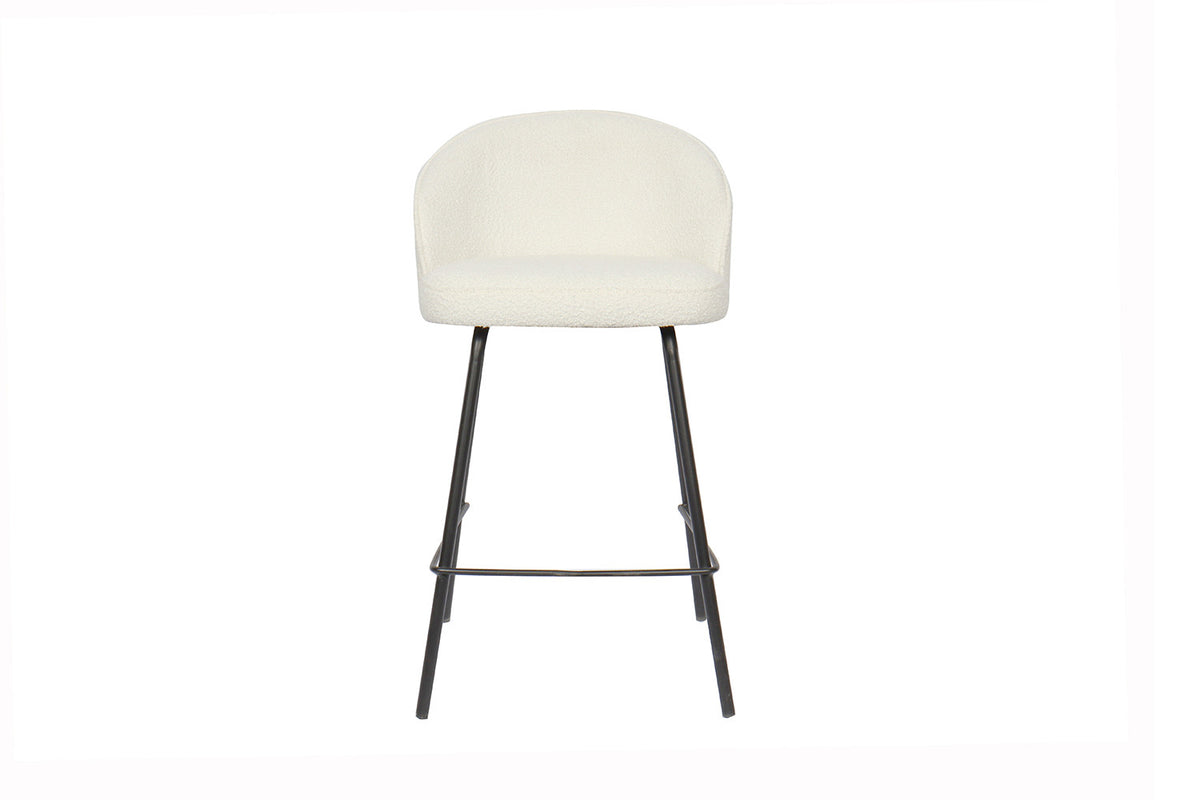 Counterstoel June Bouclé Wit – breedte 52 cm, diepte 51 cm en hoogte 87 cm – aanzicht 3