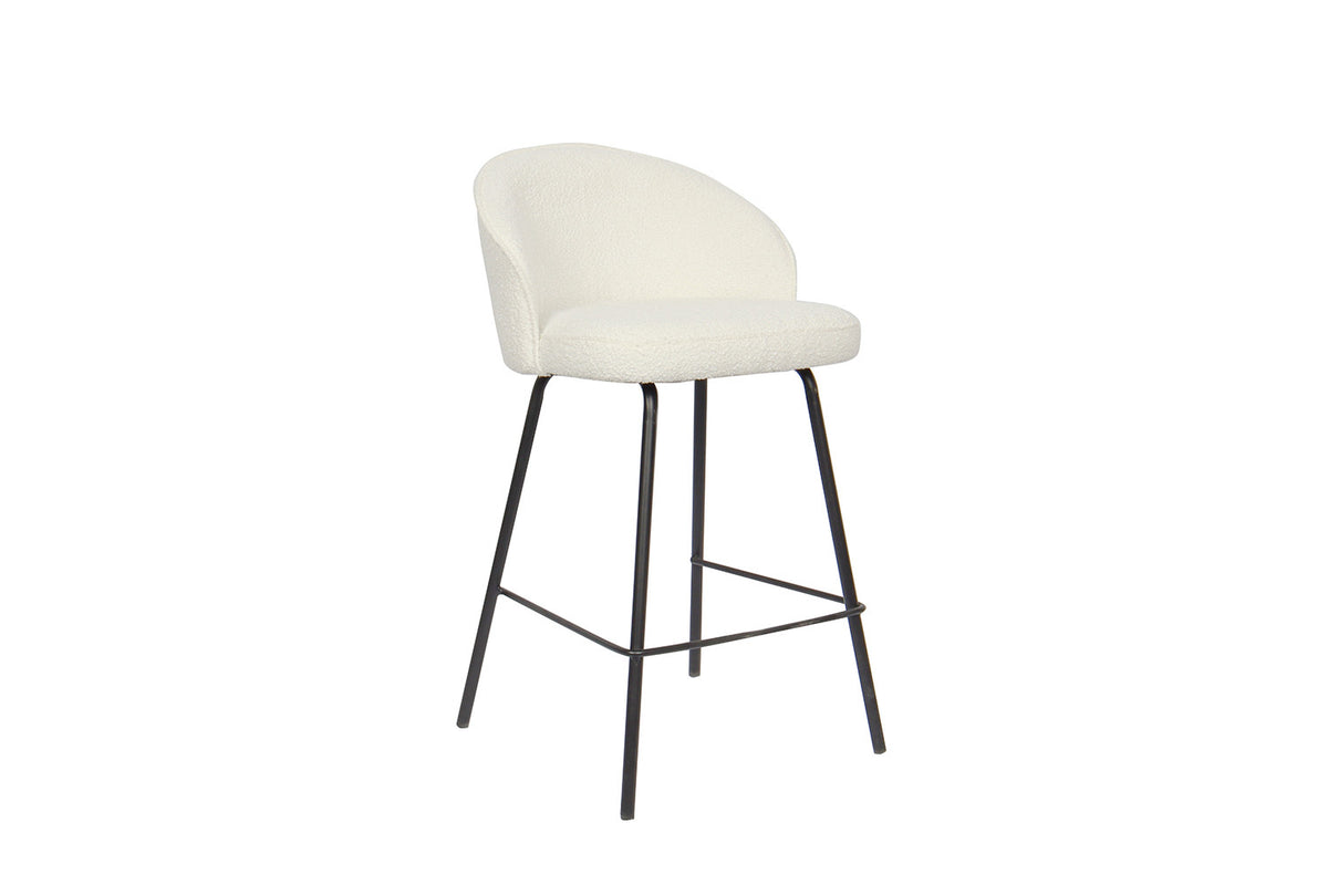 Counterstoel June Bouclé Wit – breedte 52 cm, diepte 51 cm en hoogte 87 cm – aanzicht 4