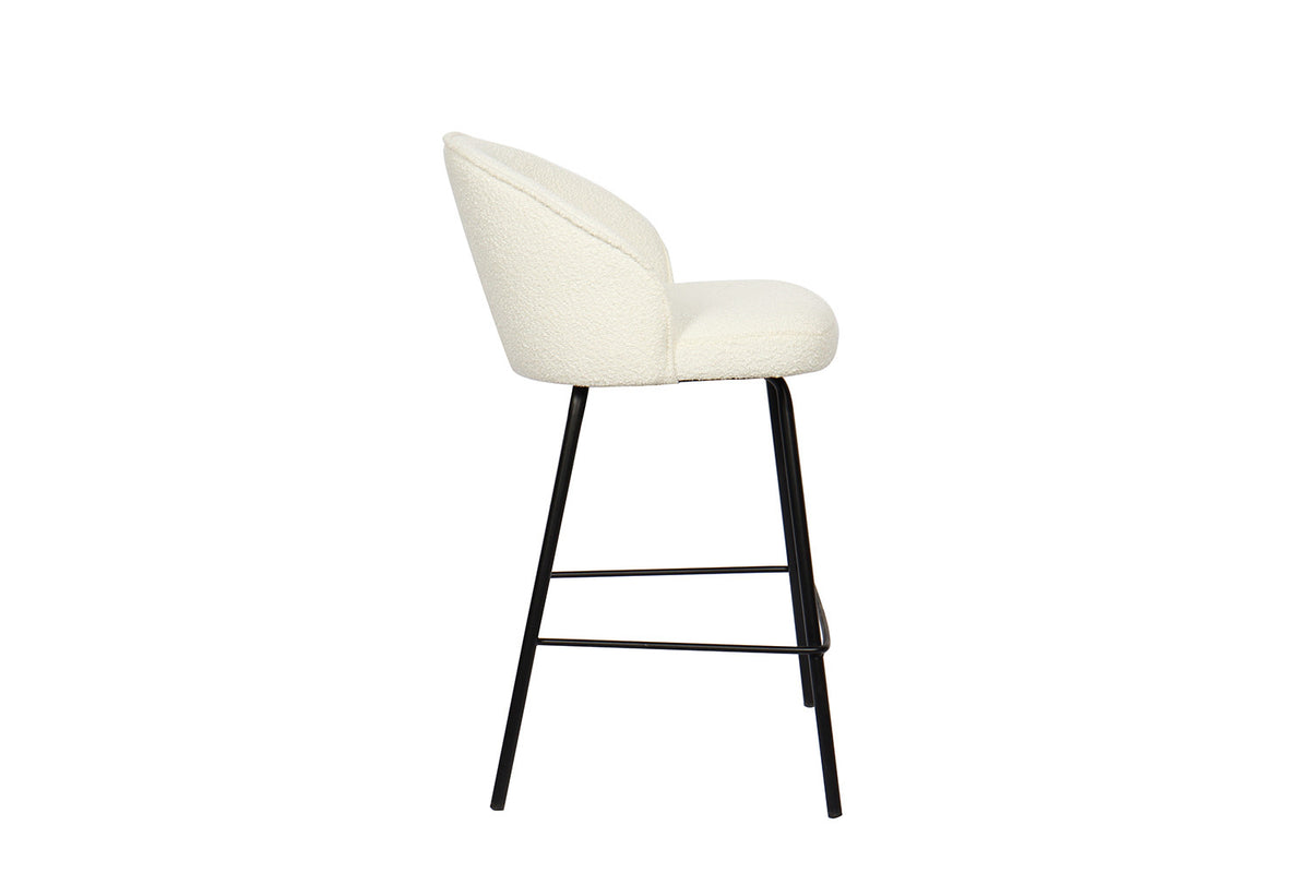 Counterstoel June Bouclé Wit – breedte 52 cm, diepte 51 cm en hoogte 87 cm – aanzicht 5