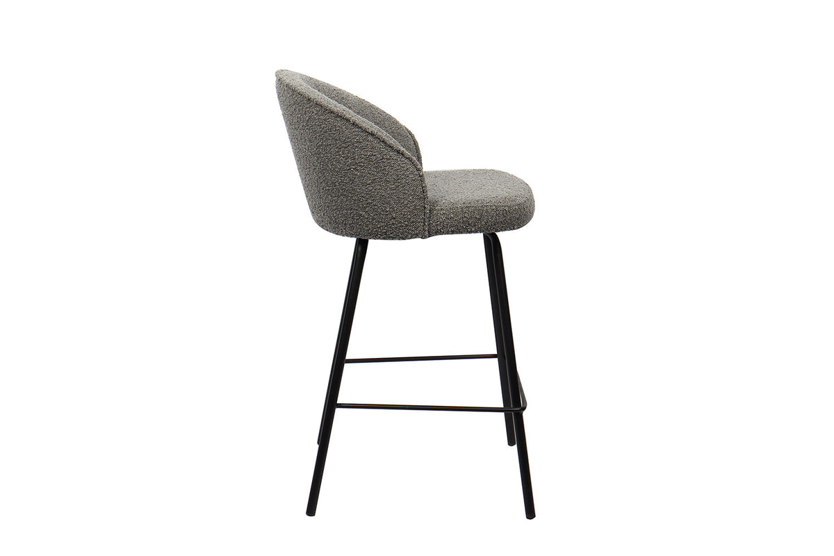 Counterstoel June Bouclé Grijs – breedte 52 cm, diepte 51 cm en hoogte 87 cm – aanzicht 5
