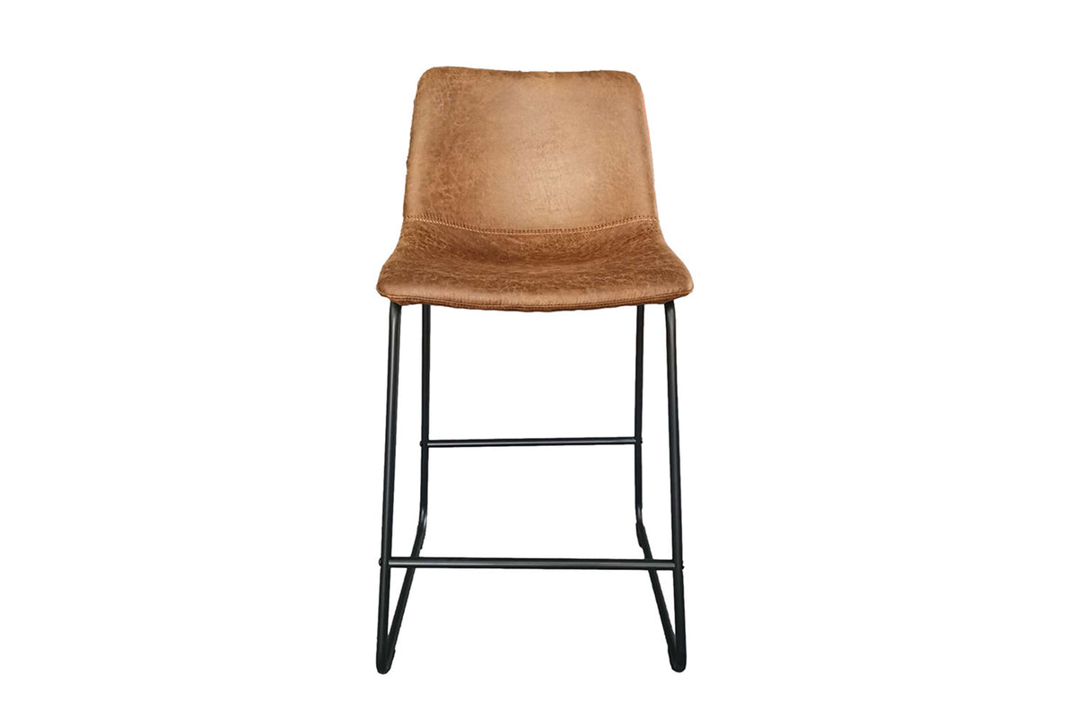Counterstoel Mancia PU Cognac – breedte 48 cm, diepte 56 cm en hoogte 93 cm – aanzicht 3