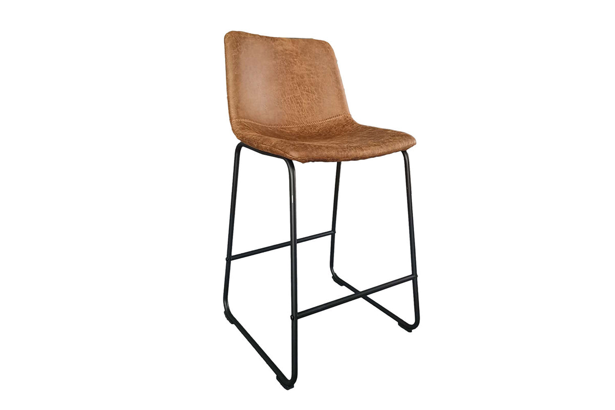 Counterstoel Mancia PU Cognac – breedte 48 cm, diepte 56 cm en hoogte 93 cm – aanzicht 4