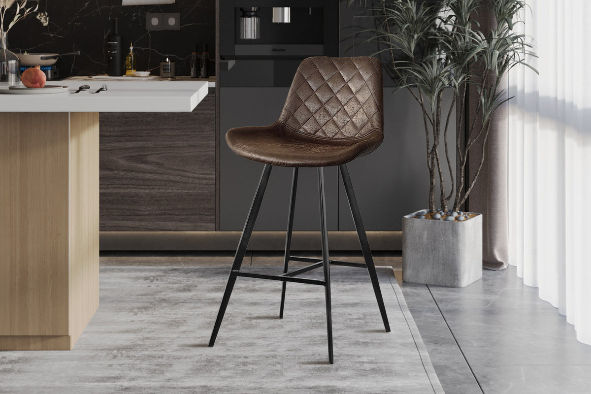 Barstoel Palmas PU Donkerbruin – breedte 49 cm, diepte 56 cm en hoogte 103 cm – aanzicht 2