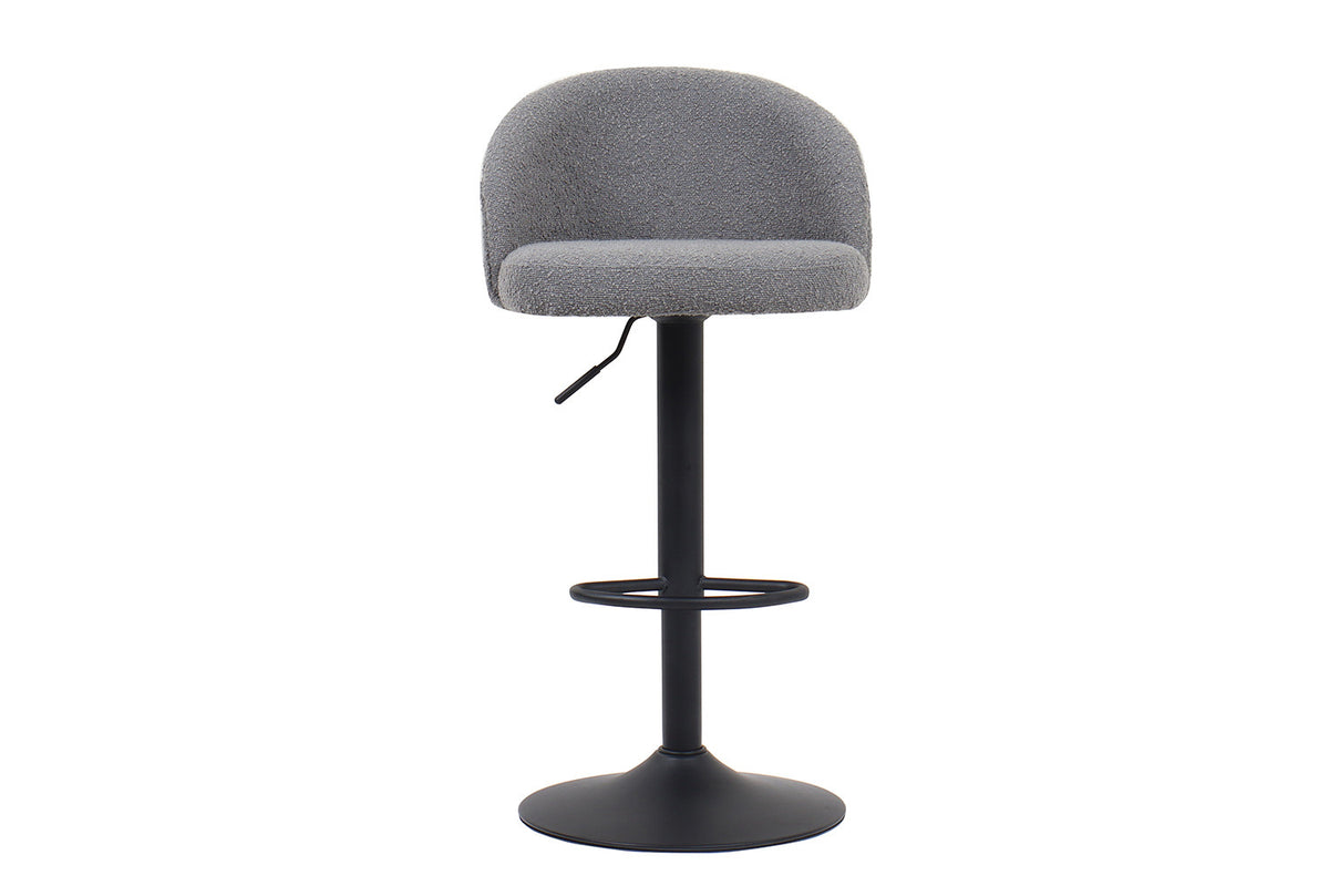 Barstoel Arda Bouclé Lichtgrijs – breedte 49 cm, diepte 46 cm en hoogte 86/107 cm – aanzicht 3
