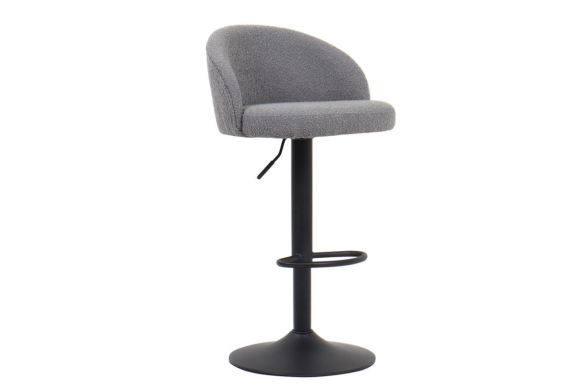 Barstoel Arda Bouclé Lichtgrijs – breedte 49 cm, diepte 46 cm en hoogte 86/107 cm – aanzicht 4