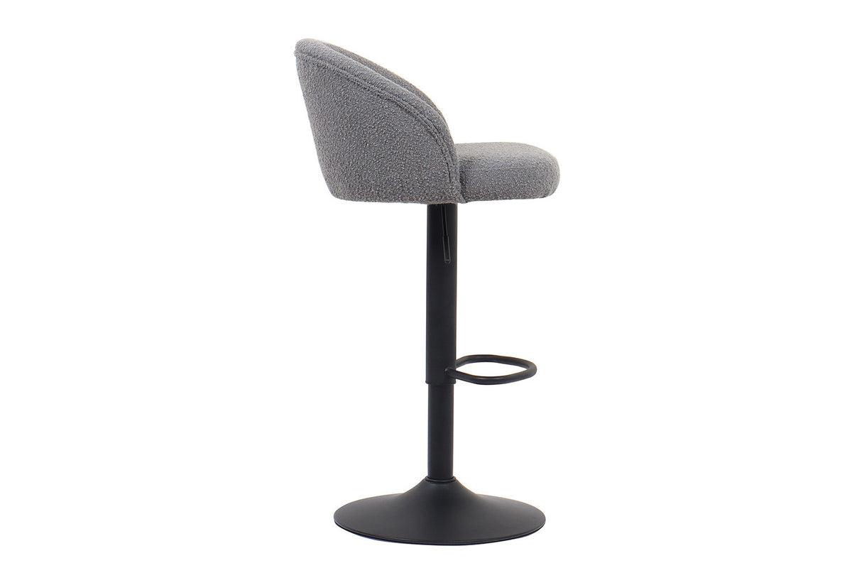 Barstoel Arda Bouclé Lichtgrijs – breedte 49 cm, diepte 46 cm en hoogte 86/107 cm – aanzicht 5