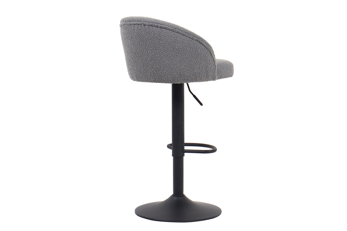 Barstoel Arda Bouclé Lichtgrijs – breedte 49 cm, diepte 46 cm en hoogte 86/107 cm – aanzicht 6