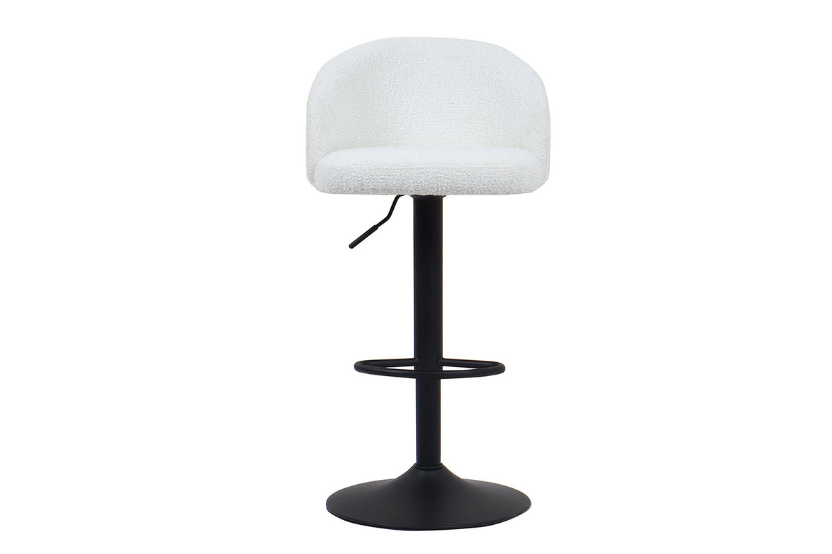 Barstoel Arda Bouclé Wit – breedte 49 cm, diepte 46 cm en hoogte 86/107 cm – aanzicht 3