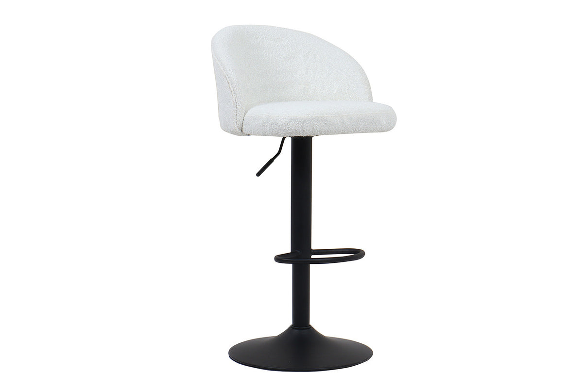 Barstoel Arda Bouclé Wit – breedte 49 cm, diepte 46 cm en hoogte 86/107 cm – aanzicht 4