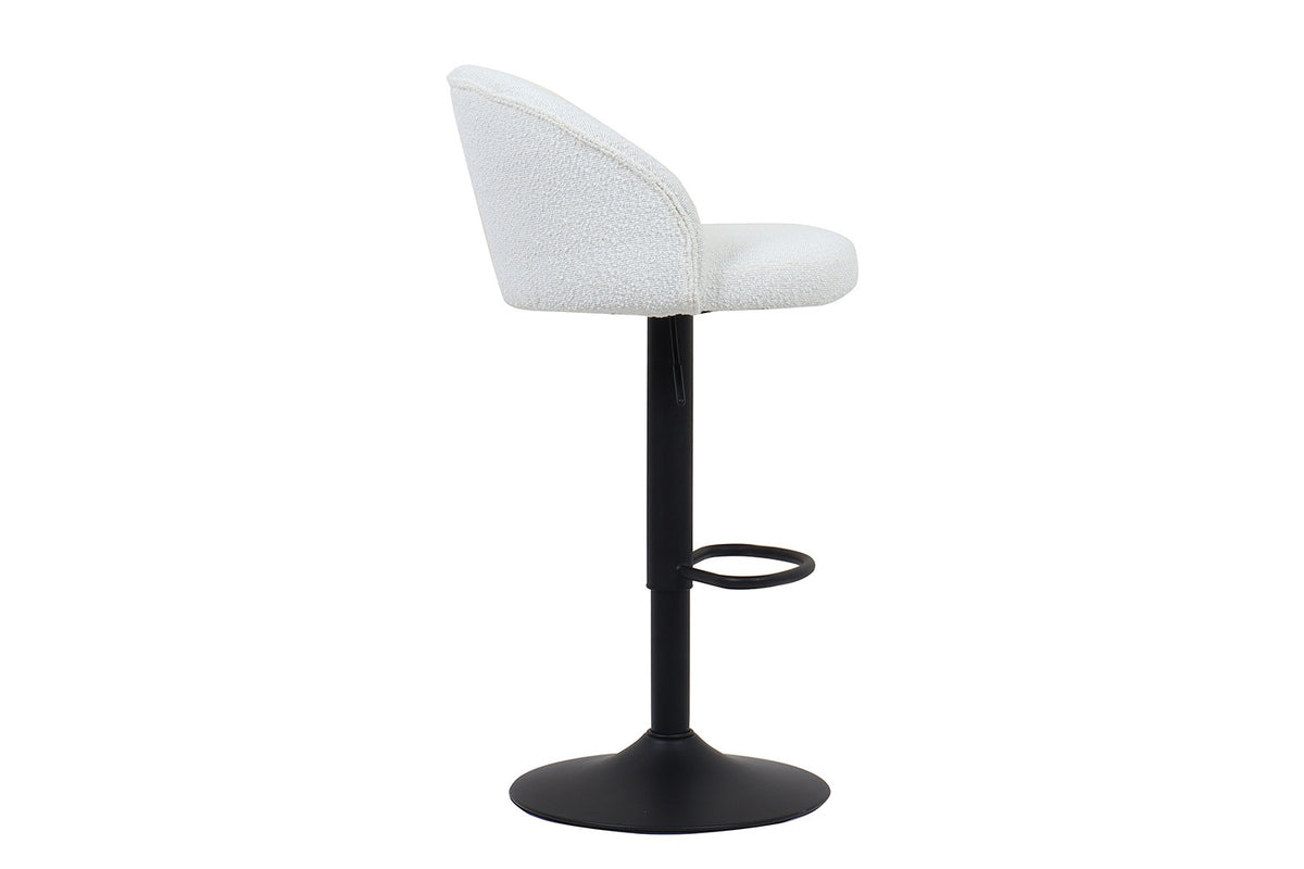 Barstoel Arda Bouclé Wit – breedte 49 cm, diepte 46 cm en hoogte 86/107 cm – aanzicht 5